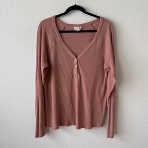Soft pink long sleeve henley